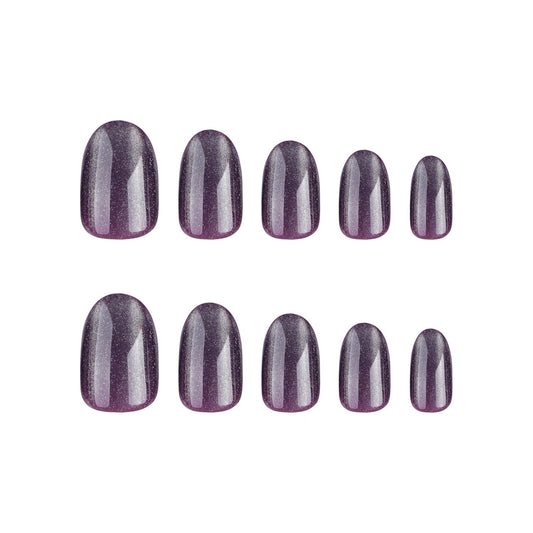 Night Stalker - Oval Shaped Glossy Cat Eye Nails