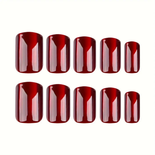 Ruby Wine - Luscious Square shaped French Nails