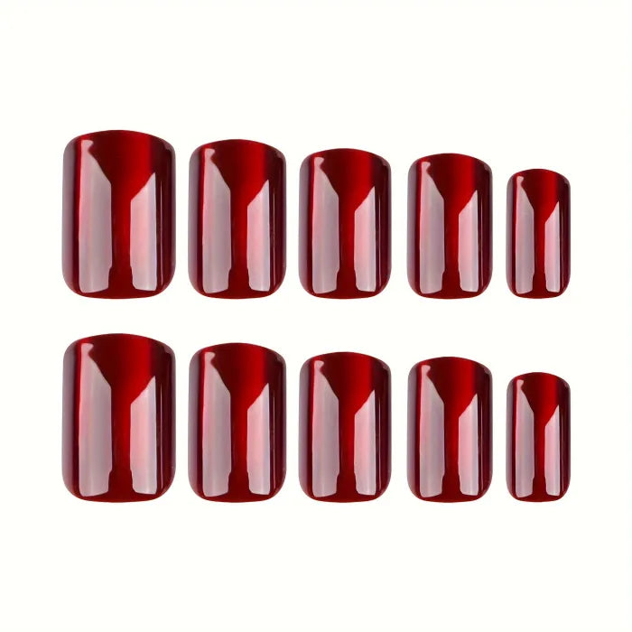 Ruby Wine - Luscious Square shaped French Nails