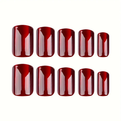 Ruby Wine - Luscious Square shaped French Nails