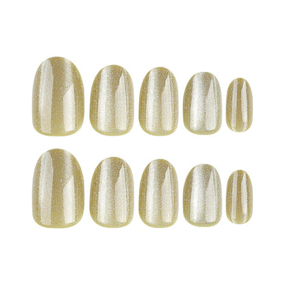 Olive Nebula - High Gloss Oval Shaped Cat Eye Nails
