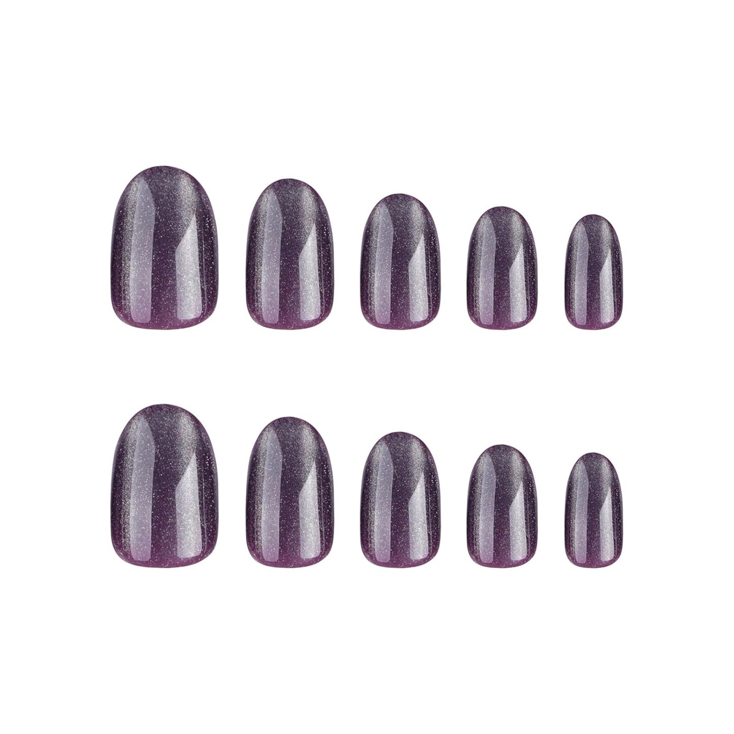 Night Stalker - Oval Shaped Glossy Cat Eye Nails