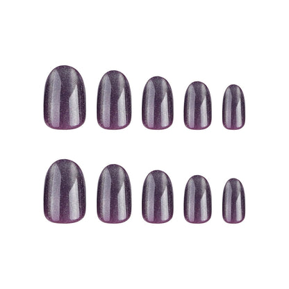 Night Stalker - Oval Shaped Glossy Cat Eye Nails