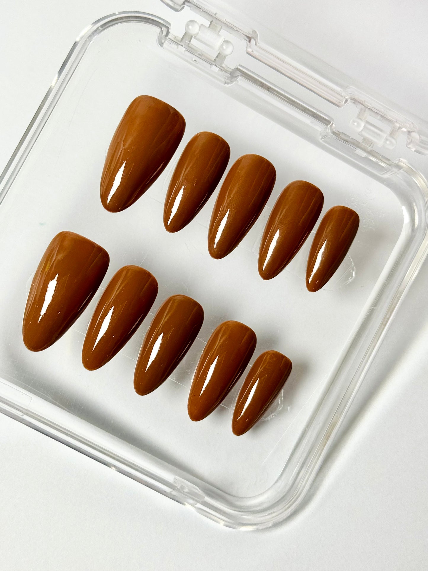 Mud Mocha – Handmade Solid Nude Almond Nails