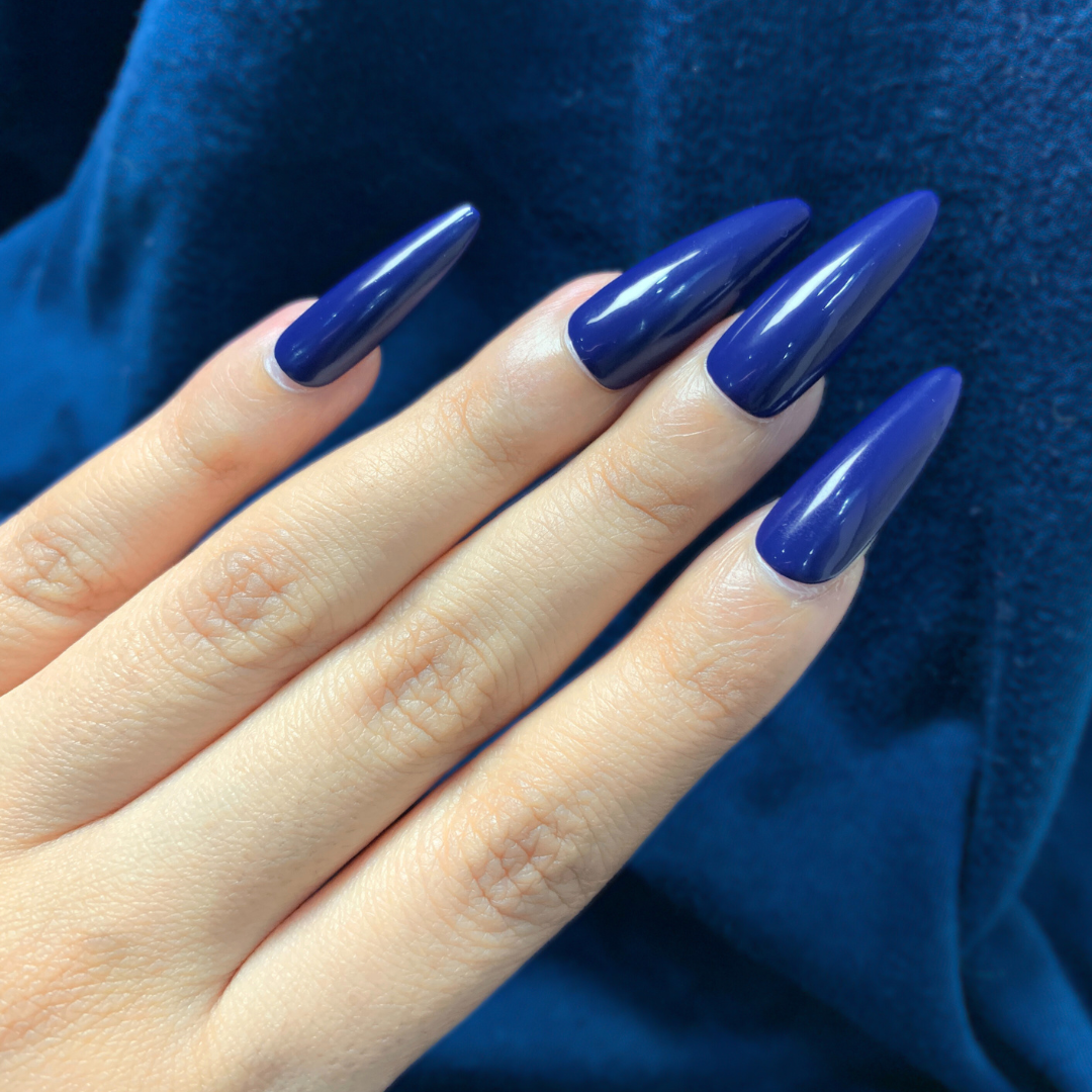 Midnight Sapphire - Long Ballerina French Tip Handmade Nails