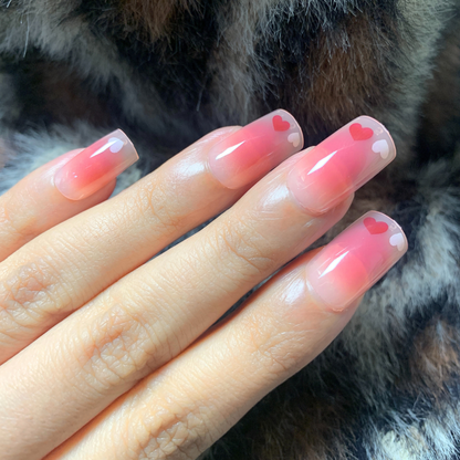 Adore Me - Ombre Blush Heart Short Square Gradient Nails